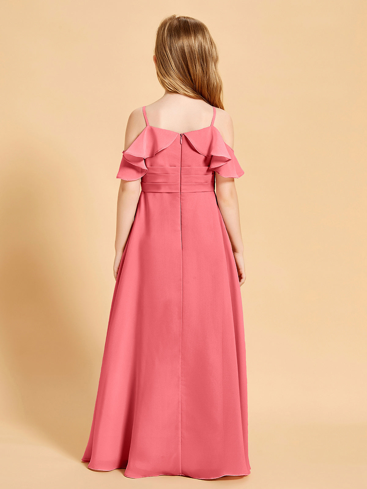 Off-the-Shoulder Bridesmaid Gown for Juniors Watermelon